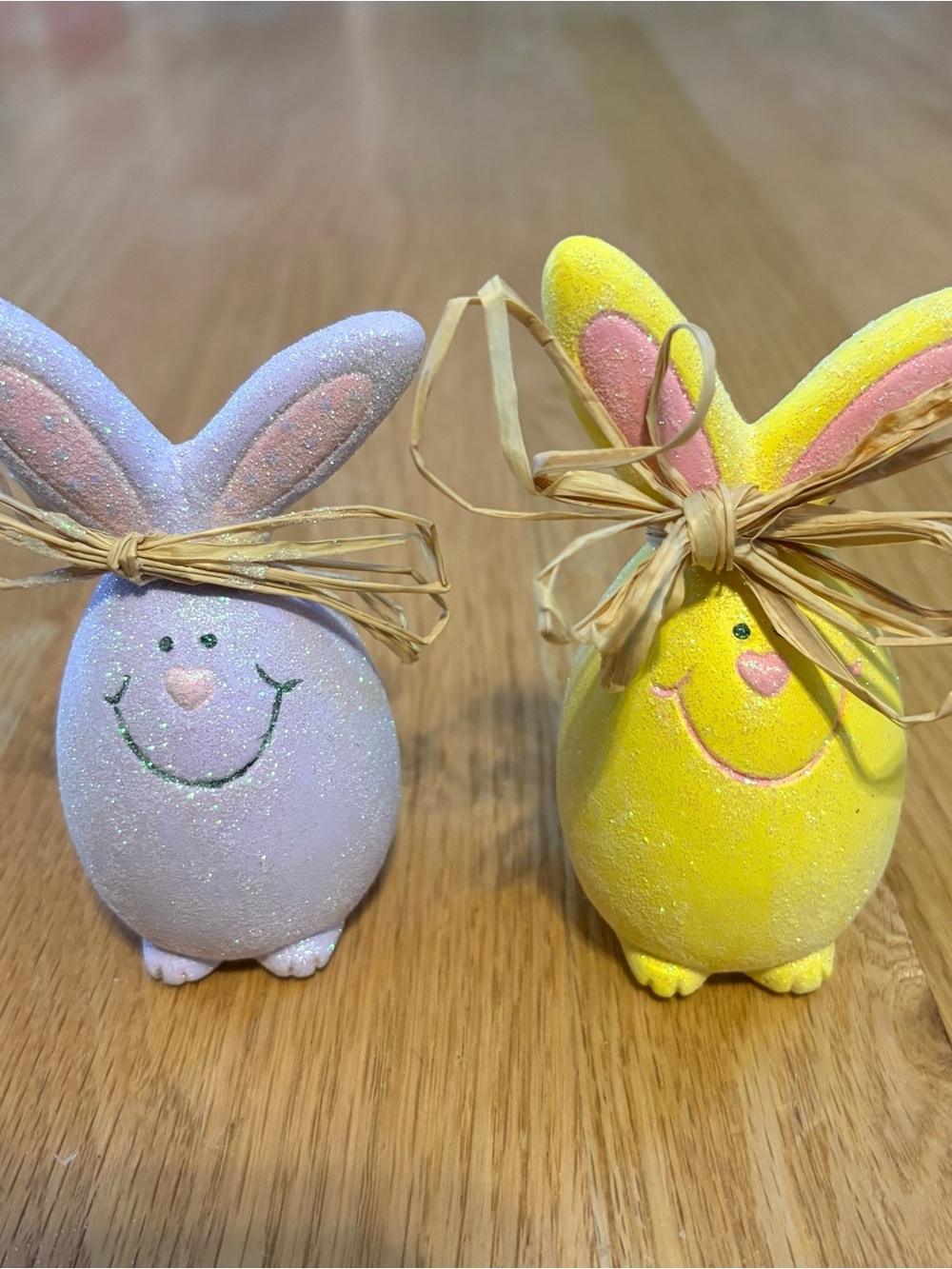 Vintage Pastel Bunny Ceramic Decor Lavender Easter Bundle Lot Yellow Glitter